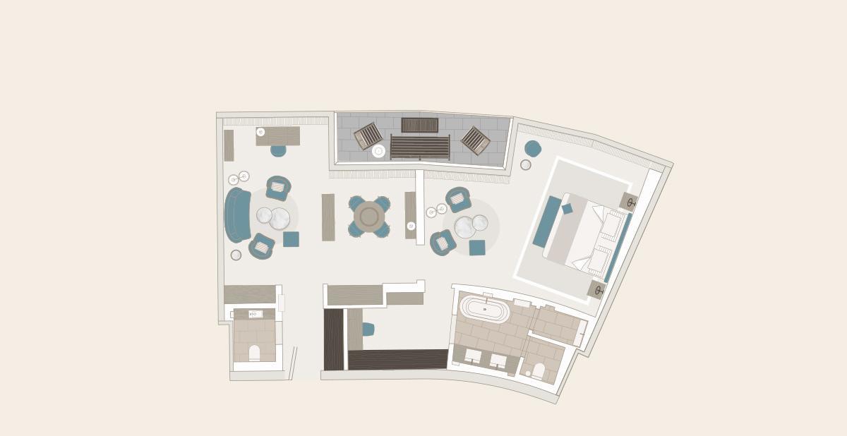 The Fontenay Гамбург Номер фото Floorplan of a typical suite